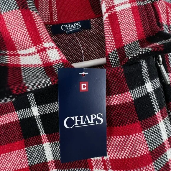 NWT Chaps Women’s Red Plaid Small Vest Zip Up Knit Heavy Warm Winter Sleeveless - Picture 7 of 11